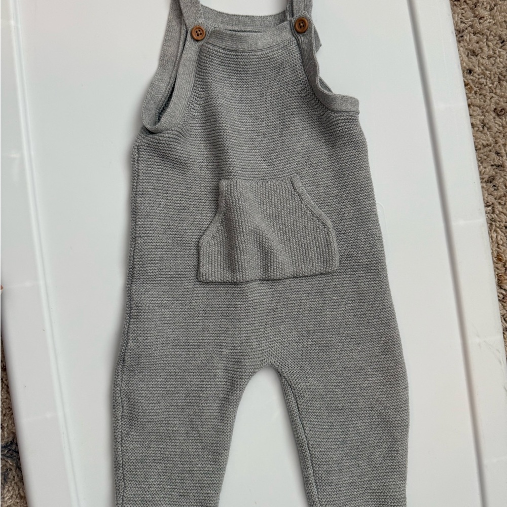 Stylish Kids Gray Knit Overalls
